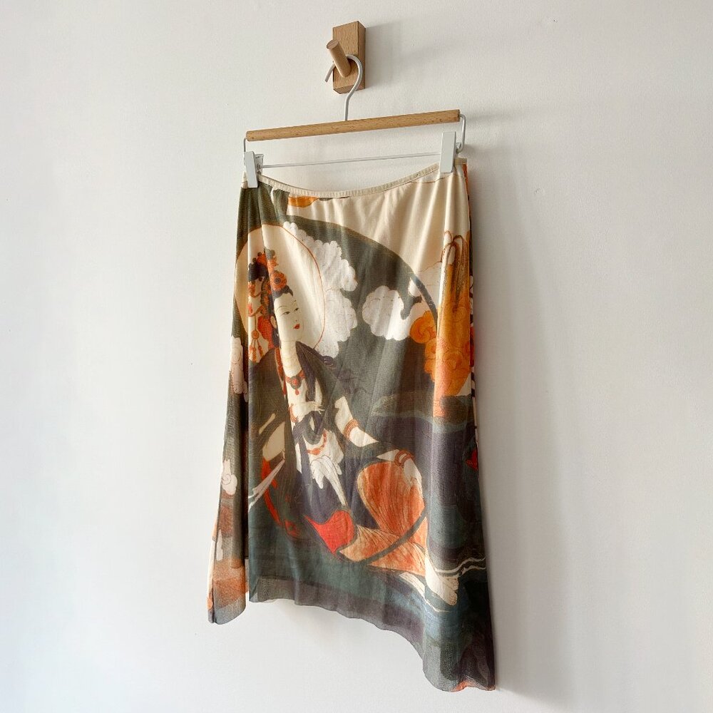 Rare Vintage Vivienne Tam Kuan Yin Buddha 90's Skirt Designer Size 2 M